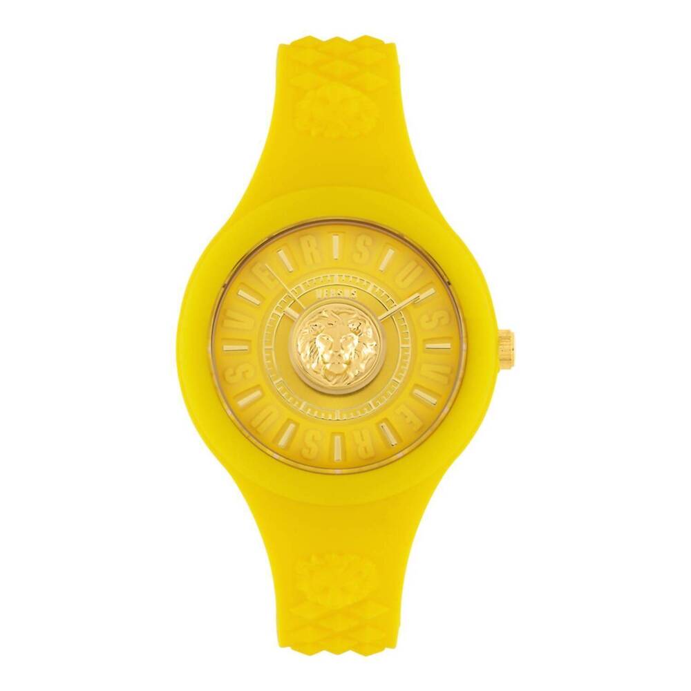 NEW VERSUS VERSACE fire island lion strap watch in yellow